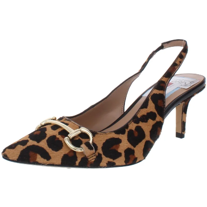 Women's holiday party stiletto heel pumps with a festive touchCarynn Womens Calf Hair Slip On Slingback Heels