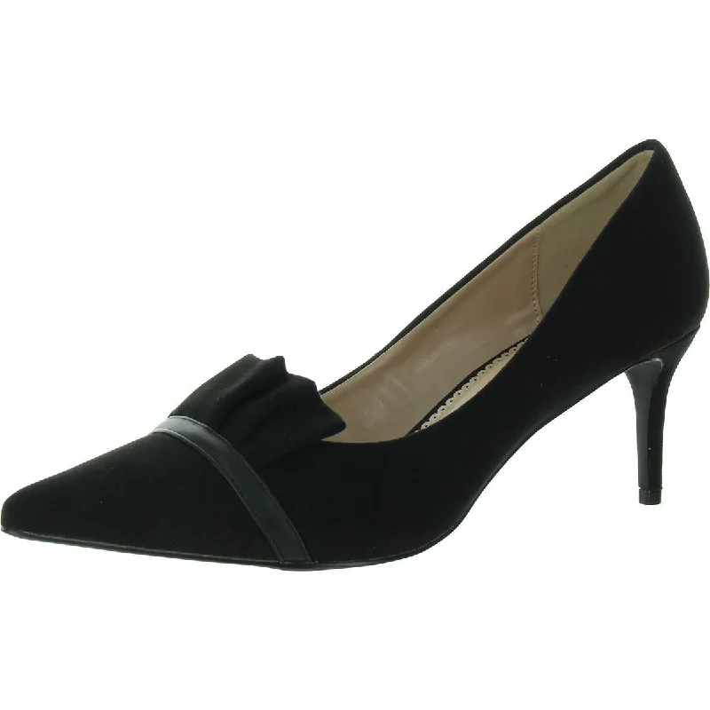 Women's mule - style stiletto heel pumps with a bow accentWomens Faux Suede Pointed Toe Pumps