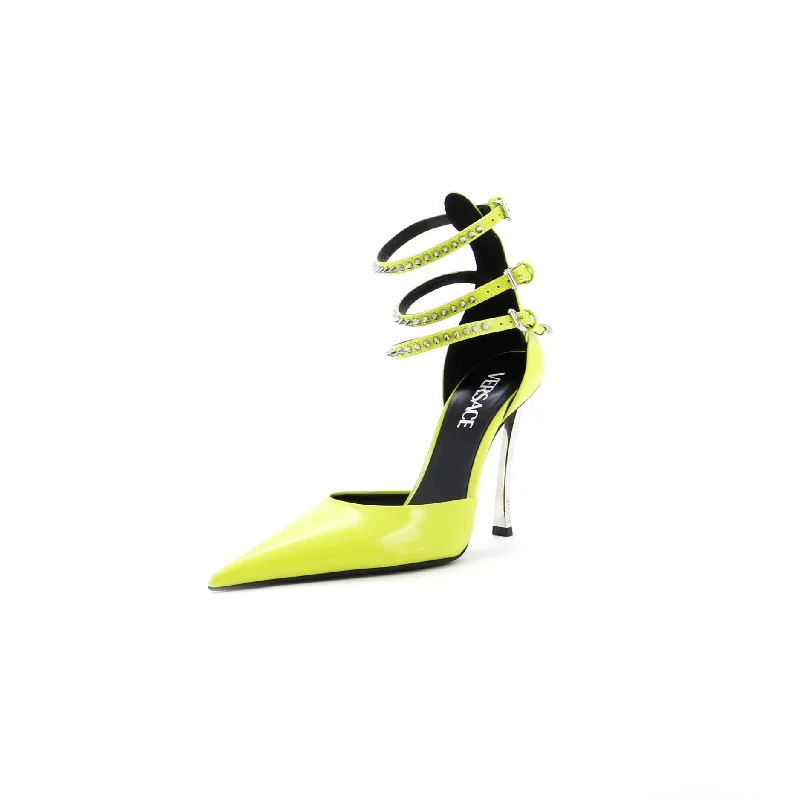 Women's genuine leather stiletto heel pumps with a soft finishWomen's Pin-Point Pumps Studded Leather