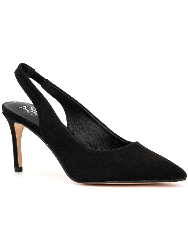 Women's pointed - toe slingback stiletto heel pumps in a peep - toe designSteph Womens Faux Suede Pumps