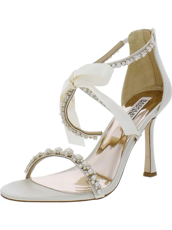 Women's forest green stiletto heel pumps for a nature - inspired lookNayeli Womens Leather Rhinestone Pumps