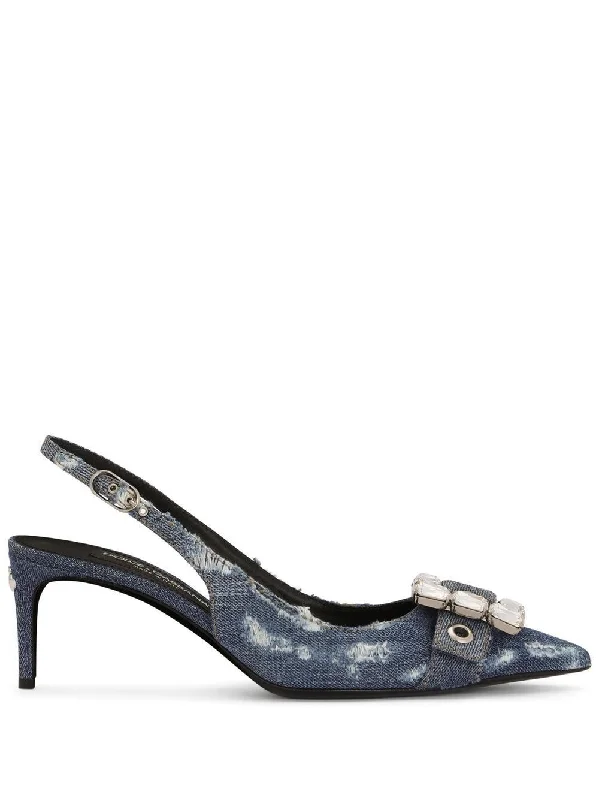 Women's ankle - strap stiletto heel pumps with a cut - out detailDolce & Gabbana Women's With Heel blue