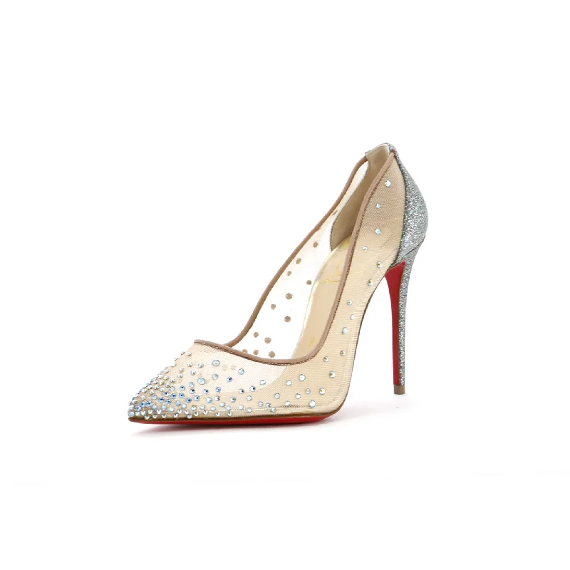 Women's microfiber stiletto heel pumps with moisture - wicking propertiesWomen's Follies Strass Pumps Crystal Embellished Mesh 100