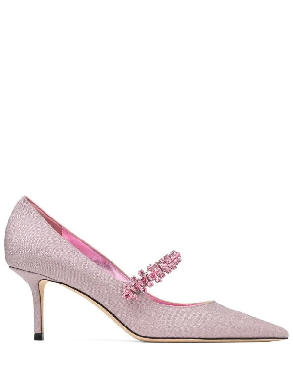 Women's metallic leather stiletto heel pumps with a reflective surfaceJimmy Choo Women's With Heel Powder