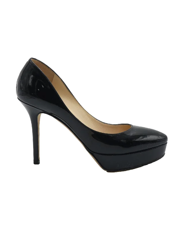 Women's water - resistant stiletto heel pumps for unexpected situationsJimmy Choo Platform Pumps in Black Patent Leather