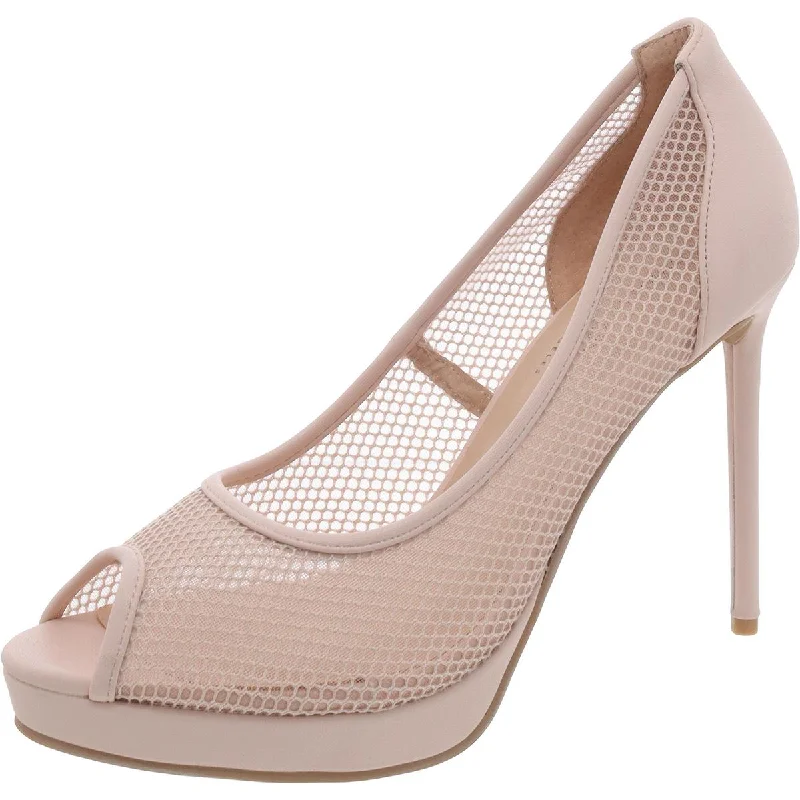 Women's charcoal gray stiletto heel pumps for a neutral yet stylish optionHallsy Womens Mesh Peep-Toe Pumps