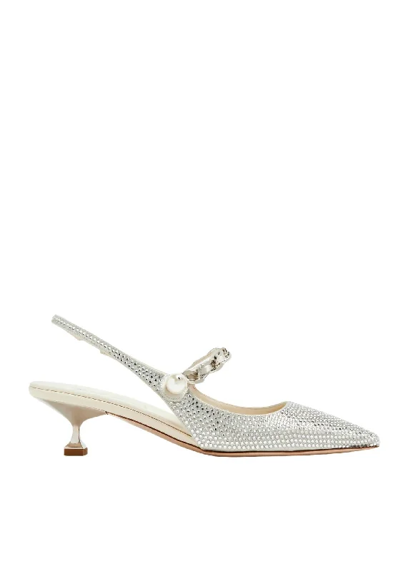 Women's microfiber stiletto heel pumps with moisture - wicking propertiesCrystal Slingback Ballerinas Shoes In Silver