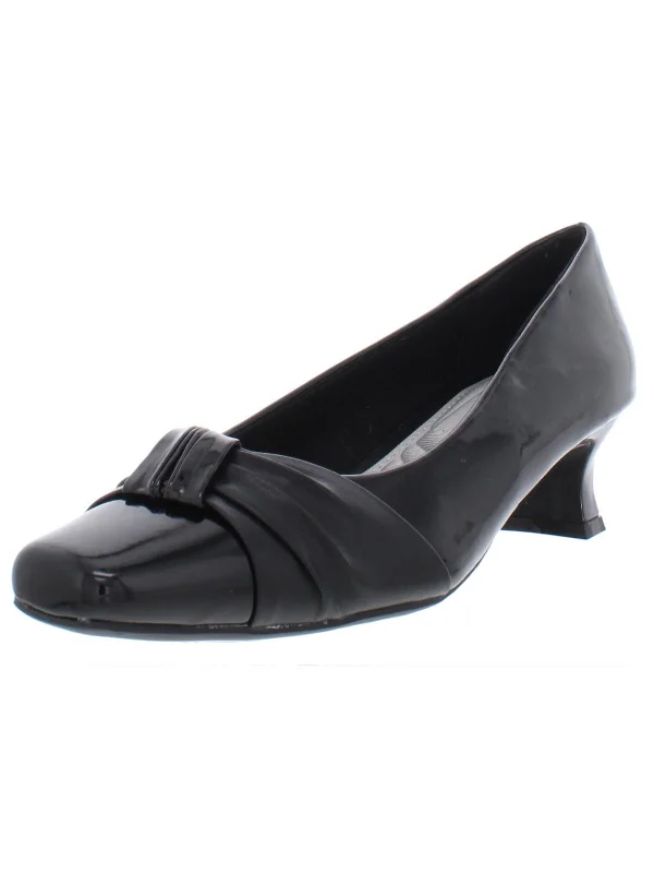 Women's metallic leather stiletto heel pumps with a reflective surfaceWaive Womens Patent Dressy Pumps