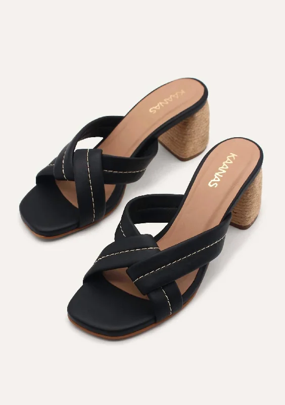 Women's charcoal gray stiletto heel pumps for a neutral yet stylish optionArenal Chunky Band Heel In Black