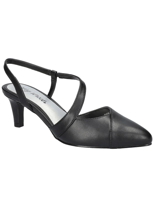 Women's holiday party stiletto heel pumps with a festive touchEmerald Womens Faux Leather Pointed Toe Slingback Heels