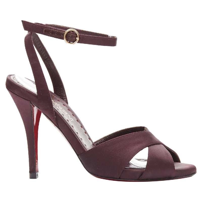 Women's office - appropriate stiletto heel pumps with a low - heel optionYves Saint Laurent satin sole sandal heels