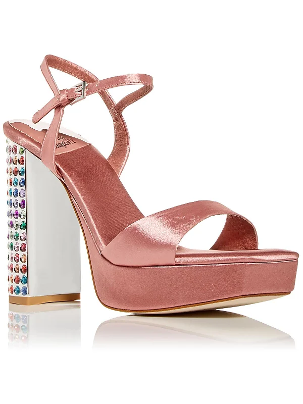 Women's lace - trimmed stiletto heel pumps with a scalloped edgeDias Womens Square Toe Ankle Strap Block Heels