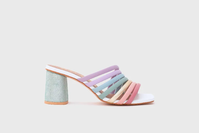 Women's prom stiletto heel pumps in a shimmery fabricSweet Sunshine Straps Heels In Multi