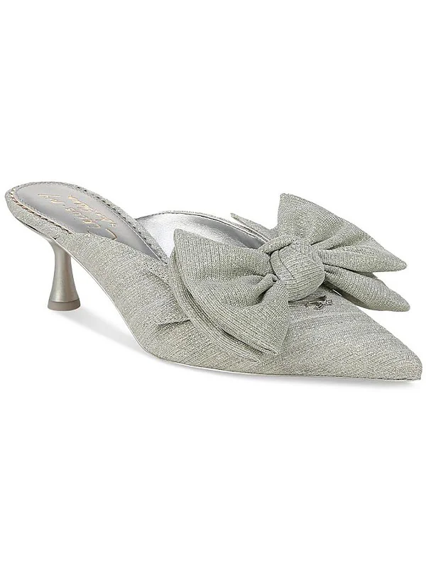 Women's lace - trimmed stiletto heel pumps with a scalloped edgeFiona Womens Pointed Toe Kitten Heel Mules