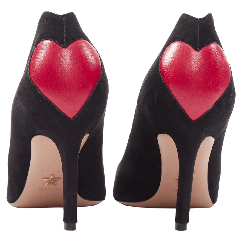 Women's holiday party stiletto heel pumps with a festive touchDior Dioramour Leather Heart Suede Curved Heeled Pumps