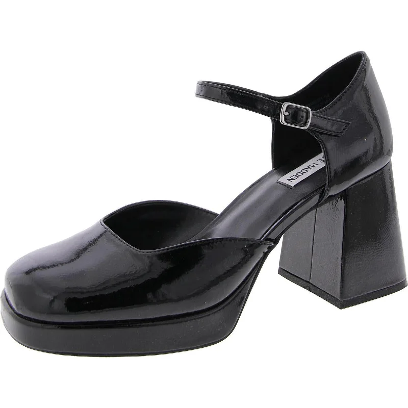 Women's forest green stiletto heel pumps for a nature - inspired lookMimi Womens Patent Ankle Strap Platform Heels