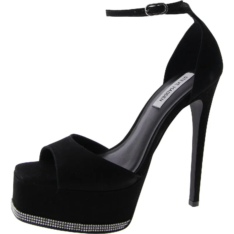 Women's charcoal gray stiletto heel pumps for a neutral yet stylish optionKeeva Womens Leather Ankle Strap Platform Heels