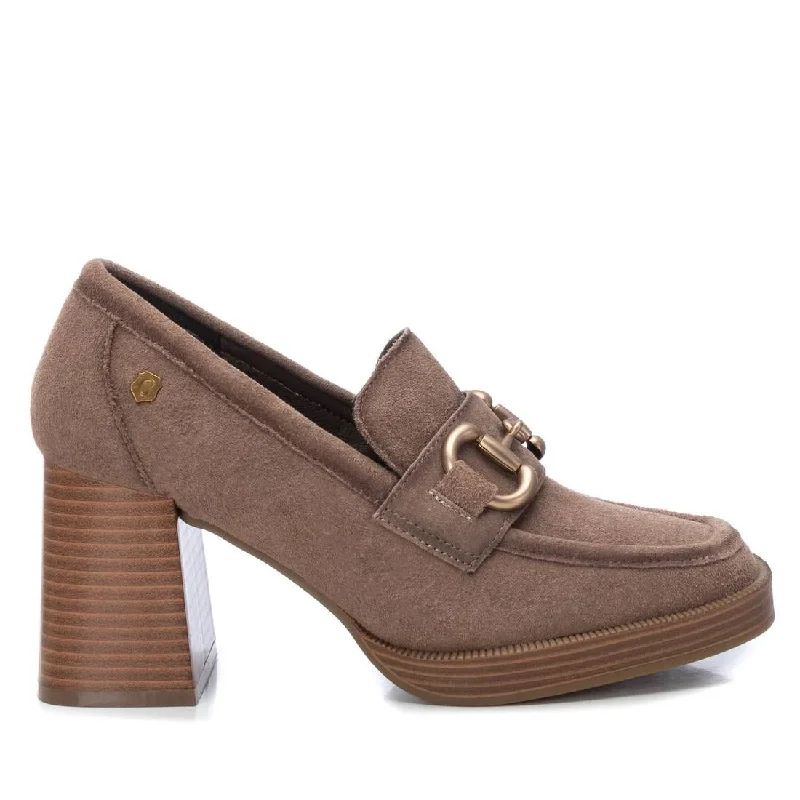 Women's charcoal gray stiletto heel pumps for a neutral yet stylish optionCarmela CollectionWomen's Suede Heeled Loafers By XTI
