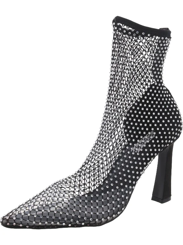 Women's metallic leather stiletto heel pumps with a reflective surfacesaphina Womens Mesh Rhinestone Wedge Heels