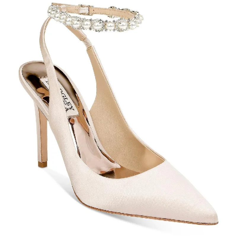 Women's prom stiletto heel pumps in a shimmery fabricKris  Womens Pointed Toe Dressy Slingback Heels