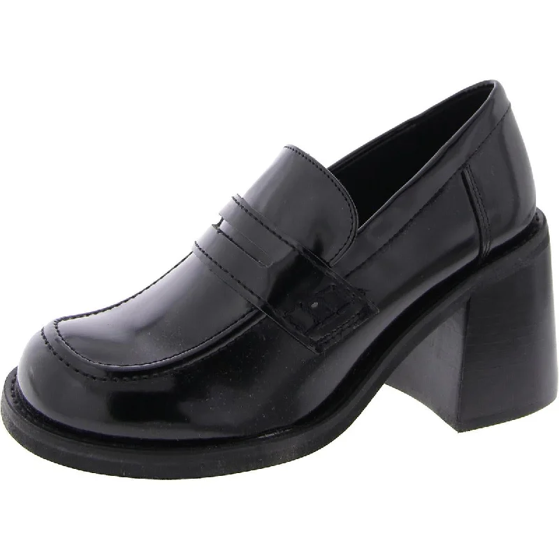 Women's breathable stiletto heel pumps for warm weatherUsual Womens Patent Slip-On Loafer Heels