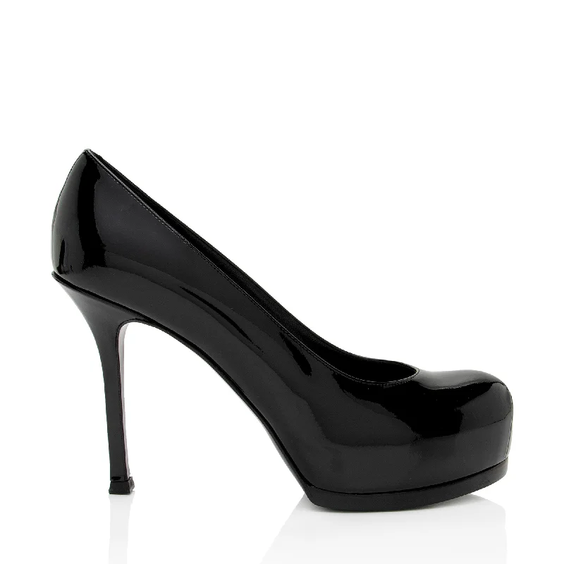 Women's office - appropriate stiletto heel pumps with a low - heel optionSaint Laurent Patent Leather Tribtoo Pumps
