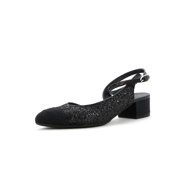 Women's forest green stiletto heel pumps for a nature - inspired lookWomen's CC Cap Toe Ankle Strap Slingback Pumps Glitter Leather with Grosgrain