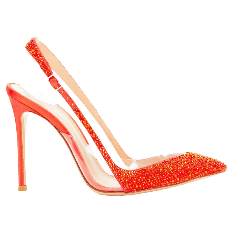 Women's faux suede stiletto heel pumps for a budget - friendly optionGianvito Rossi strass crystal clear PVC slingback pump