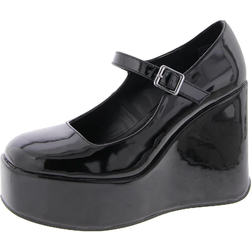 Women's lace - trimmed stiletto heel pumps with a scalloped edgeNirvana Womens Patent Mary Jane Platform Heels