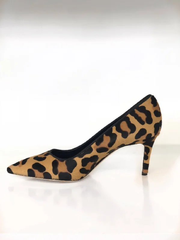 Women's wedding stiletto heel pumps with a pearl - encrusted strapPat Pointed Toe Pump In Leopard Pony