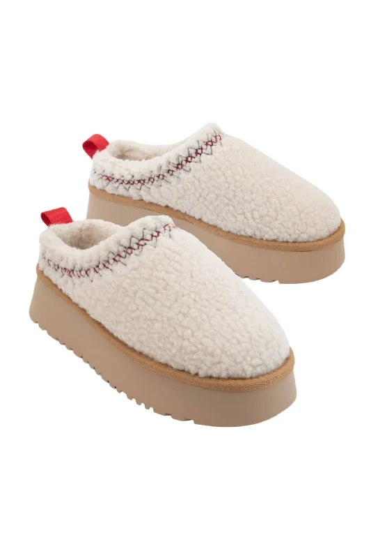 Women's adjustable - strap stiletto heel pumps for a customizable fitWomen's Isaac Platform Sherpa Shoes In Off White