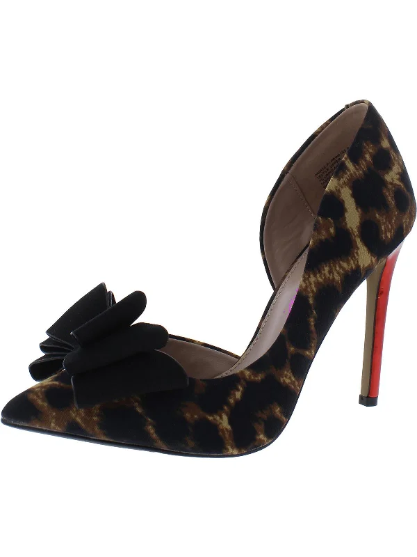 Women's mule - style stiletto heel pumps with a bow accentPrince Womens Slip On D'Orsay Heels