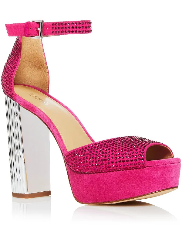 Women's teal stiletto heel pumps for a unique and modern lookPorter Womens Faux Suede Rhinestone Platform Heels