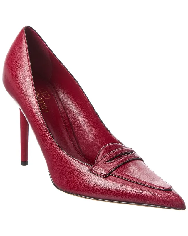 Women's padded - insole stiletto heel pumps for added comfortValentino Capretto 100 Bicolor Leather Loafer Pump