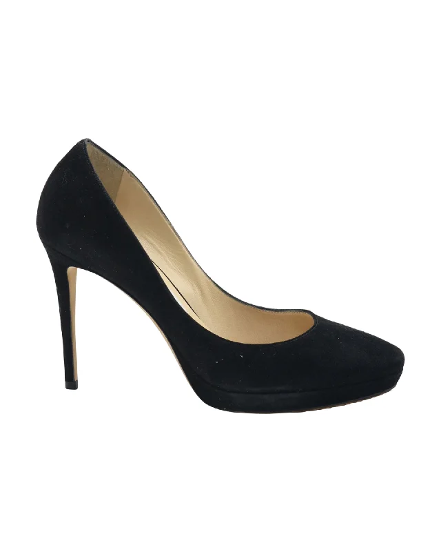 Women's breathable stiletto heel pumps for warm weatherJimmy Choo Platform Pumps in Black Suede