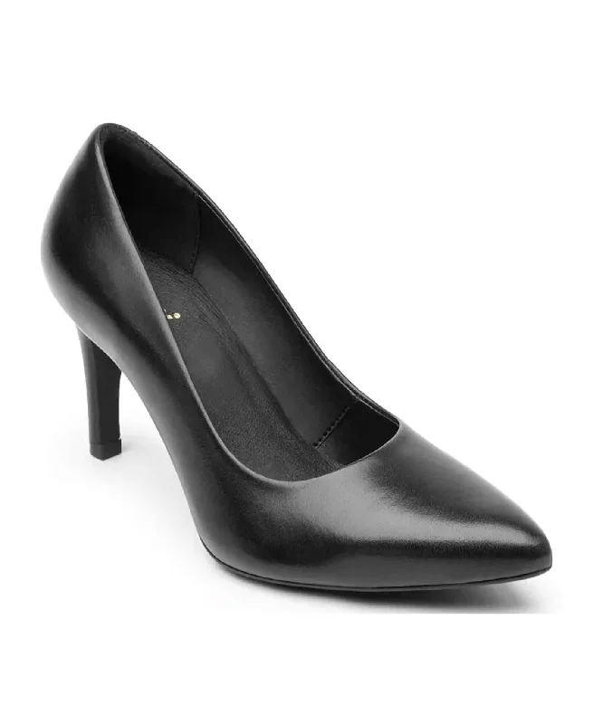 Women's platform stiletto heel pumps with a chunky soleWomen's Leather Dress Heels In Black