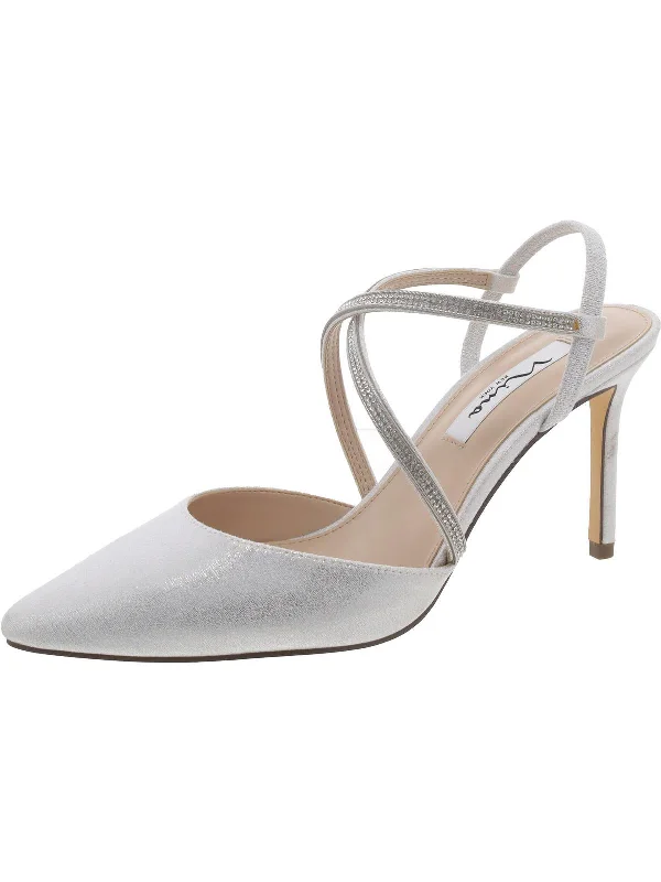 Women's shock - absorbing stiletto heel pumps for all - day wearWomens Strappy Glitter Slingback Heels