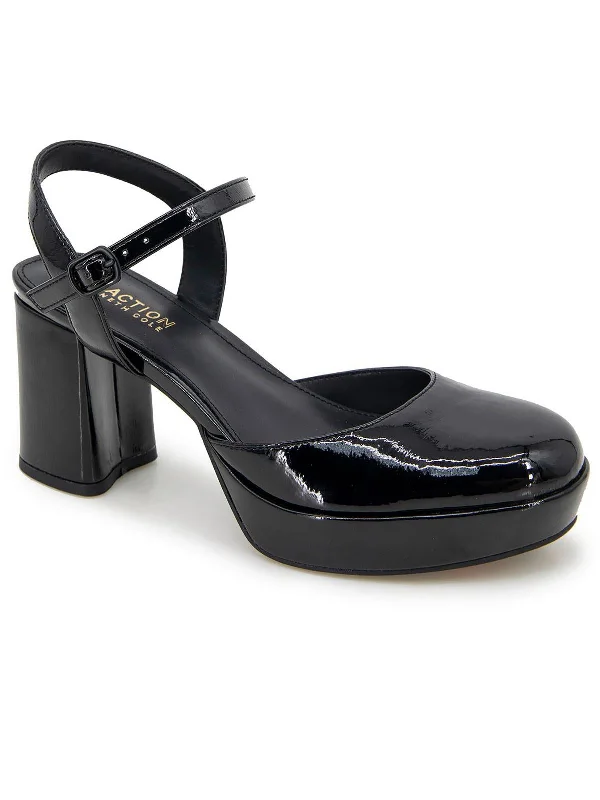Women's charcoal gray stiletto heel pumps for a neutral yet stylish optionWomens Patent Ankle Strap Slingback Heels