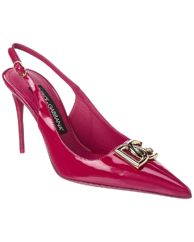 Women's shock - absorbing stiletto heel pumps for all - day wearDolce & Gabbana DG Logo Leather Slingback Pump