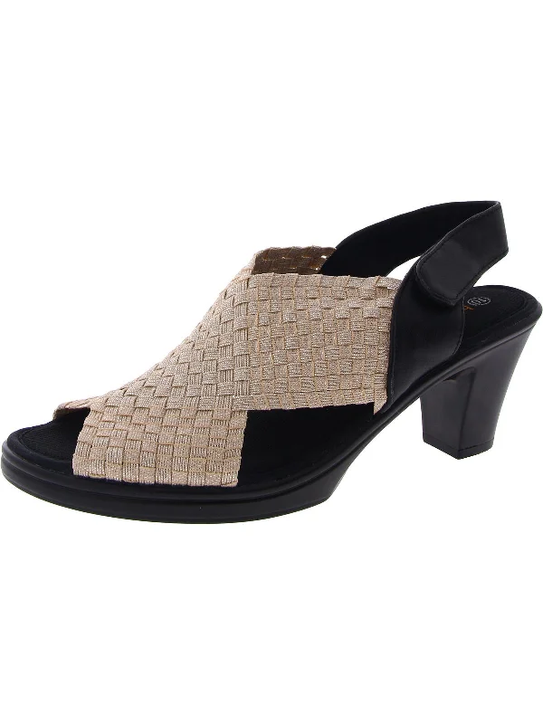 Women's mustard yellow stiletto heel pumps for a trendy pop of colorBeatrice Womens Metallic Woven Dress Heels