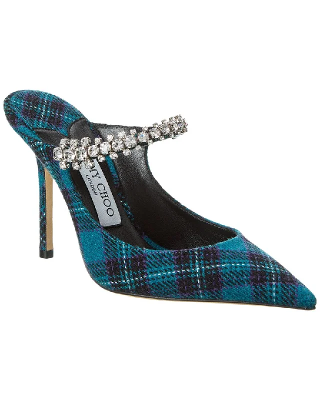 Women's metallic leather stiletto heel pumps with a reflective surfaceJimmy Choo Bing 100 Tartan Pump