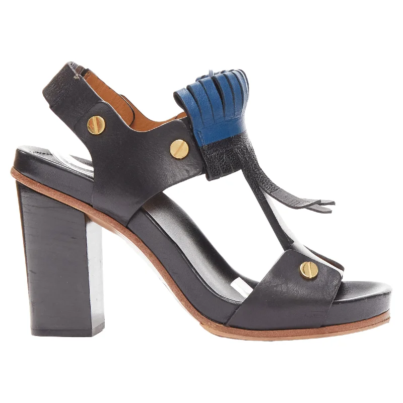 Women's ankle - strap stiletto heel pumps with a cut - out detailChloe grommet block heel sandal