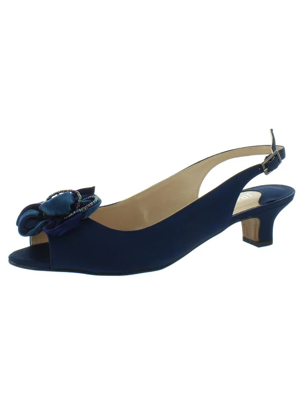 Women's non - slip stiletto heel pumps for safety on slippery floorsLeonelle Womens Embellished Peep Toe Kitten Heels