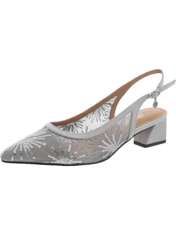Women's ankle - strap stiletto heel pumps with a cut - out detailWomens Sequined Pointed toe Slingback Heels