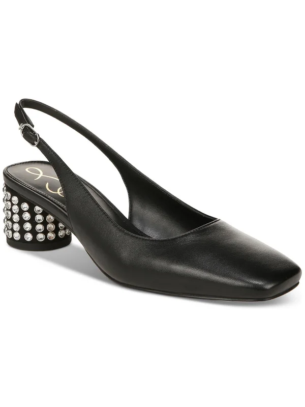 Women's forest green stiletto heel pumps for a nature - inspired lookTERRA GEM Womens Leather Embellished Pumps
