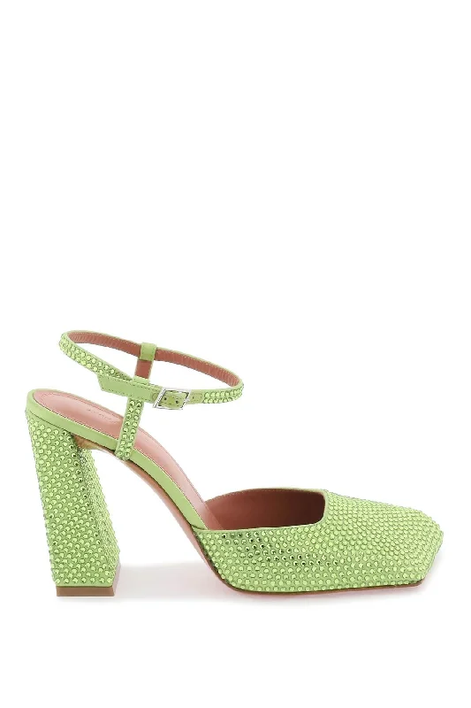Women's brocade stiletto heel pumps with a vintage feelAmina Muaddi Charlotte Pumps With Crystals