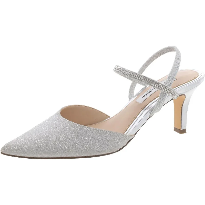 Women's patent leather stiletto heel pumps with a high - shine finishWomens Slip On Strappy Kitten Heels