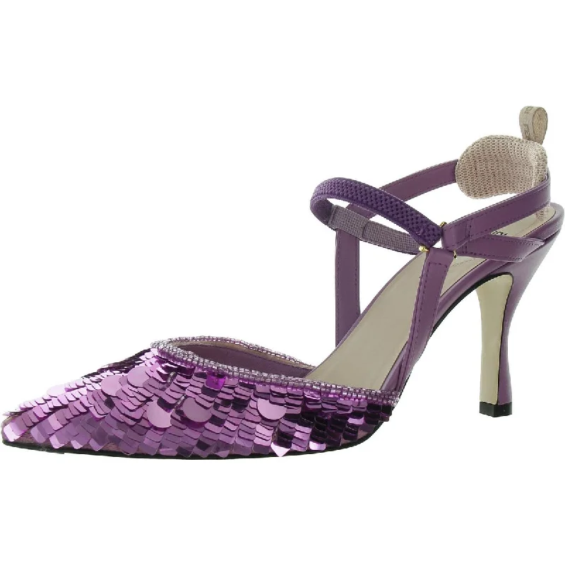Women's water - resistant stiletto heel pumps for unexpected situationsWomens Faux Leather Embellished Slingback Heels