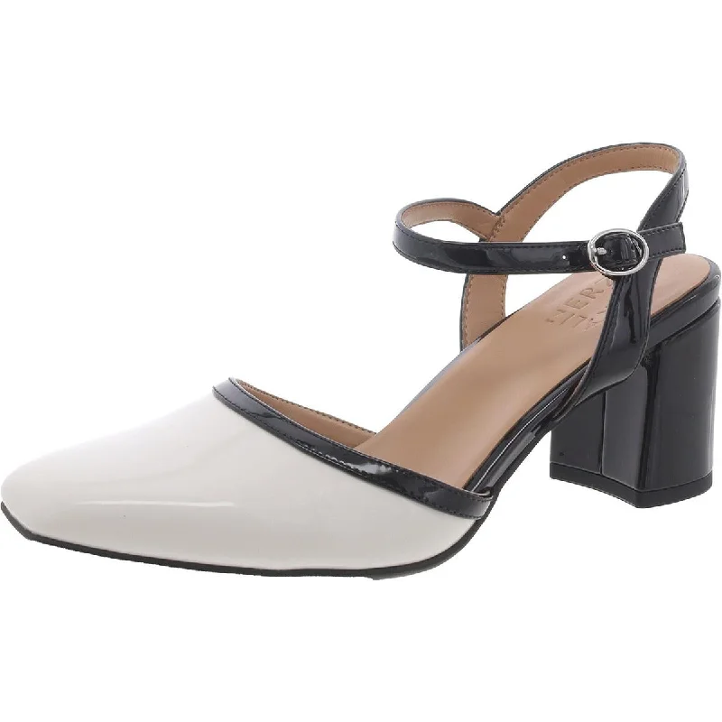 Women's forest green stiletto heel pumps for a nature - inspired lookWave Womens Patent Block Heel Slingback Heels