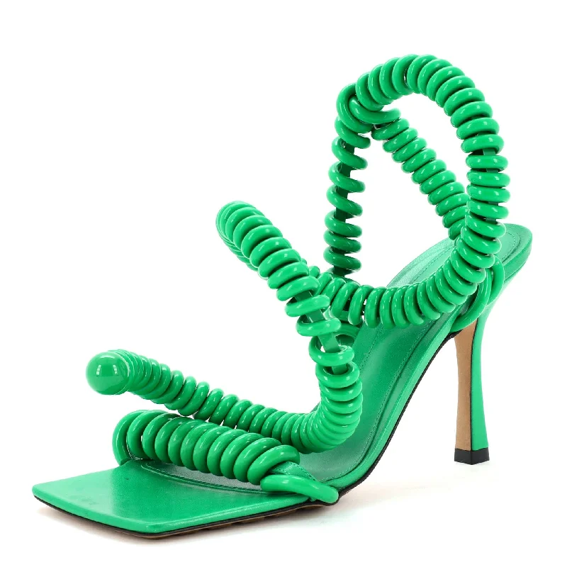 Women's hypoallergenic stiletto heel pumps for sensitive skinWomen's Wire Stretch Heeled Sandals Leather and Rubber